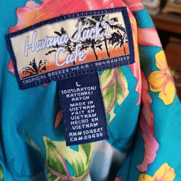 Vintgae Women's Large Hawaain Shirt Top Havana Jacks Cafe Tropical Rayon 1990's - Picture 6 of 6